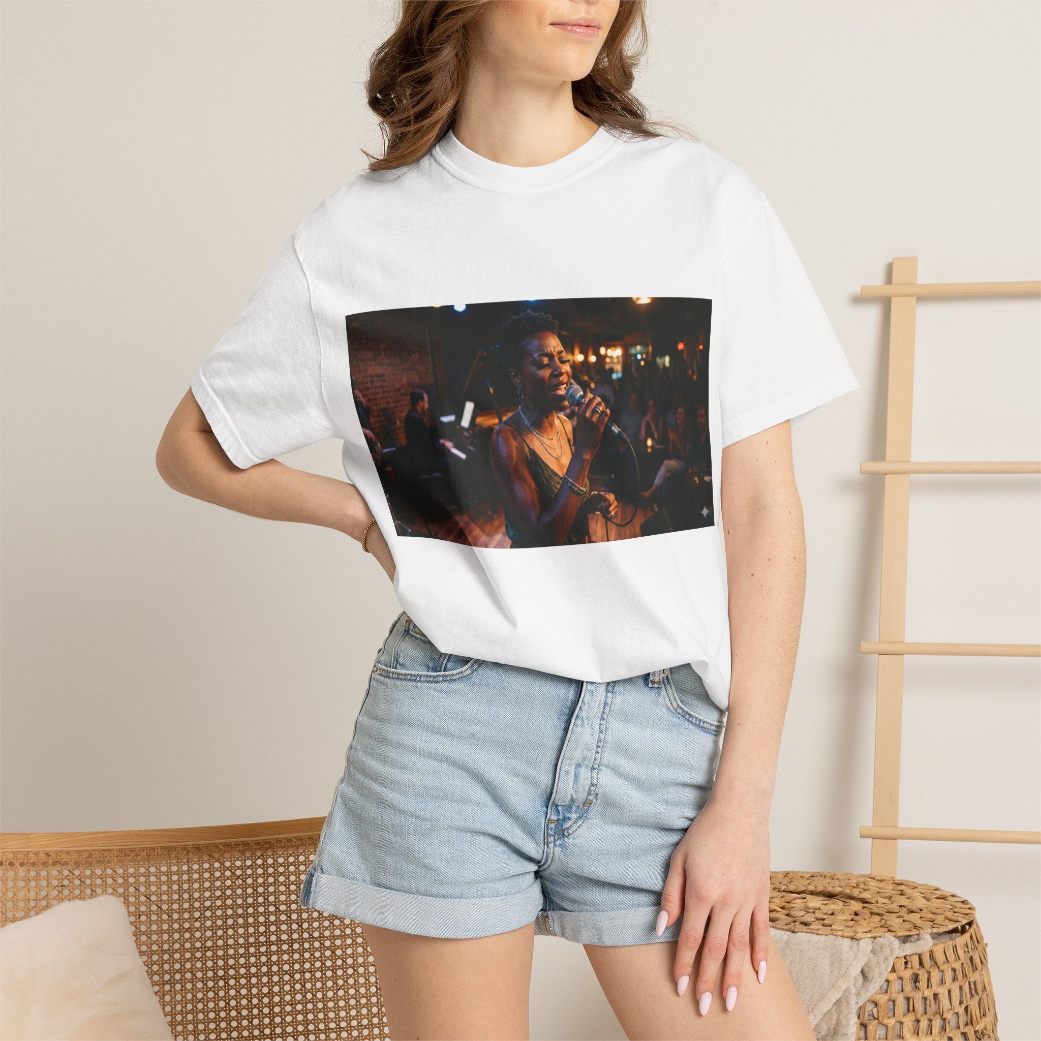 Live Jazz Singer Photo T-Shirt — Vintage Club Night Music Tee