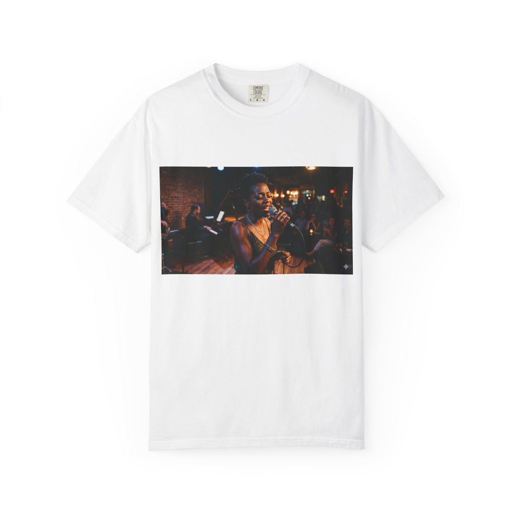 Live Jazz Singer Photo T-Shirt — Vintage Club Night Music Tee