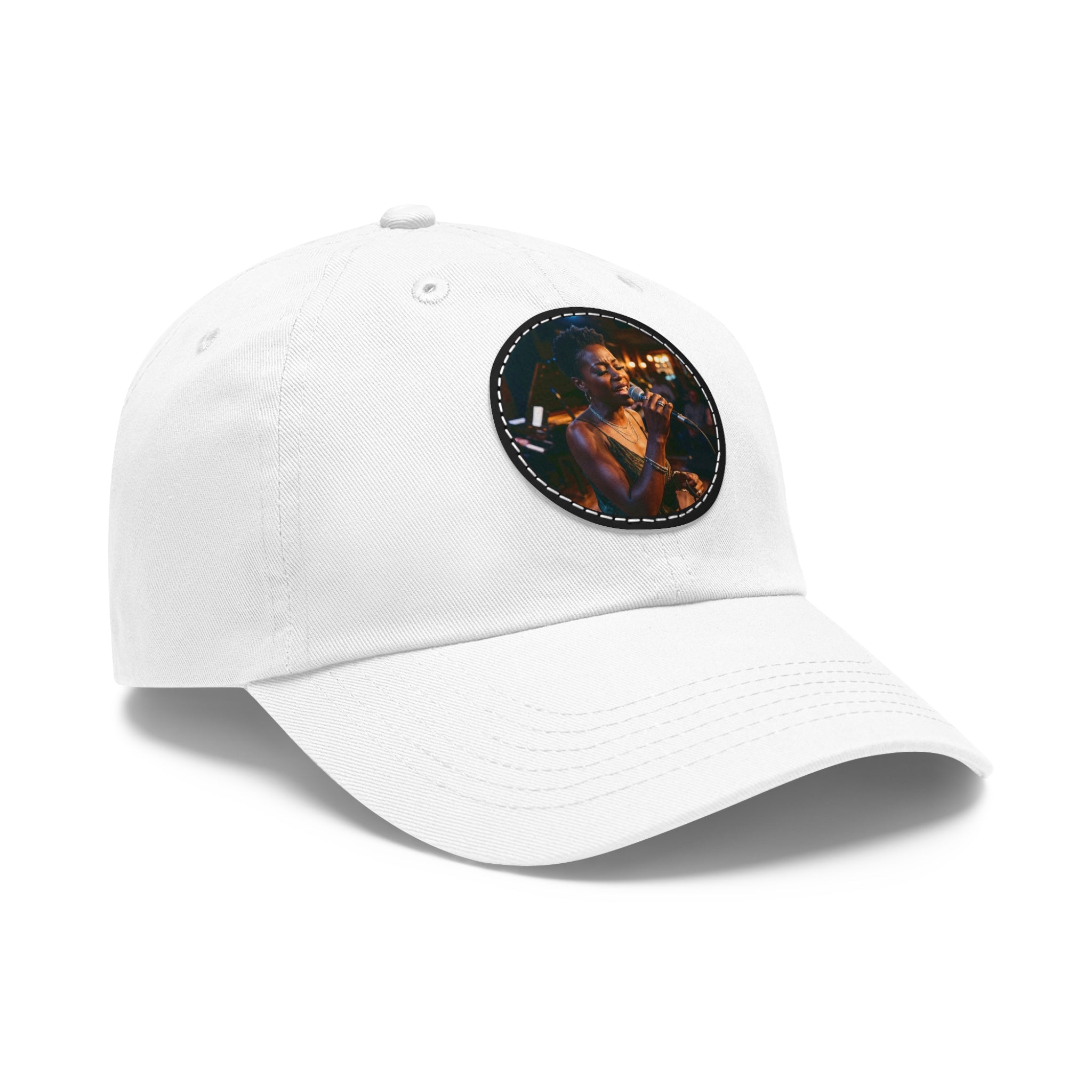 Soul Jazz Singer Dad Hat — Round Leather Patch Cap